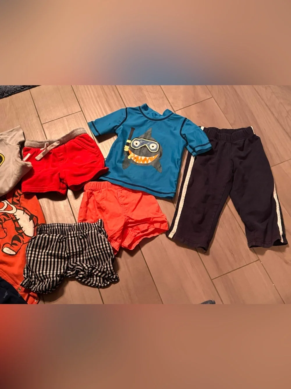 13pc bundle lot 18m 4shirts 5shorts 2onesies 1swim shorts 1pants no stains